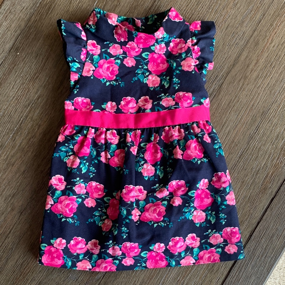 Janie and Jack Navy Blue and Pink Floral Formal Dress